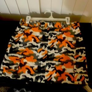 Orange white black small skirt